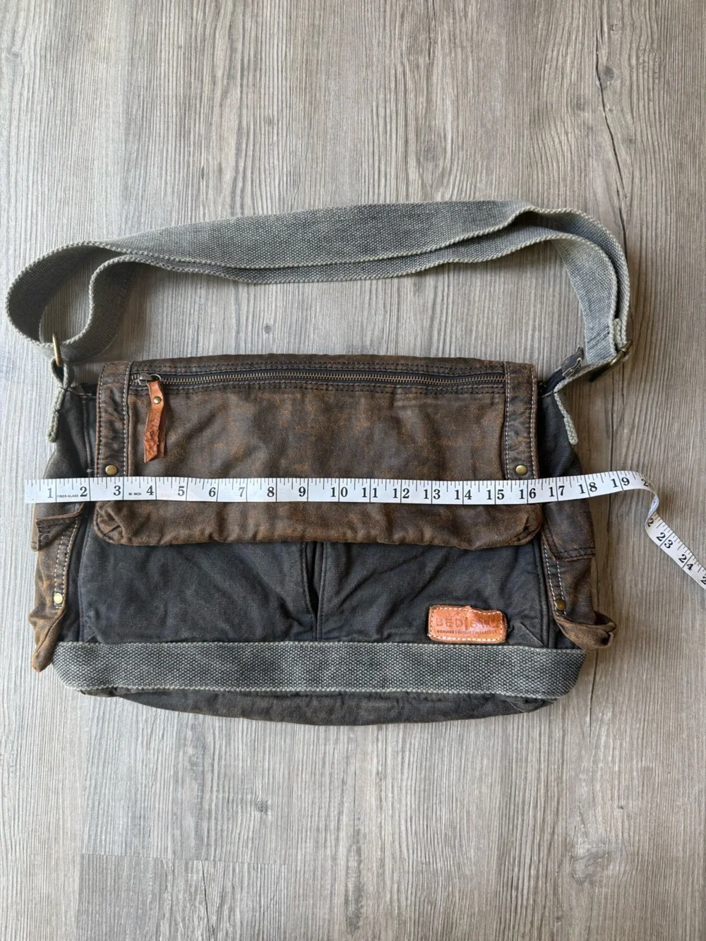 Bed Stu Messenger Bag Unisex Large Brown Black Distressed Canvas Leather Satchel
